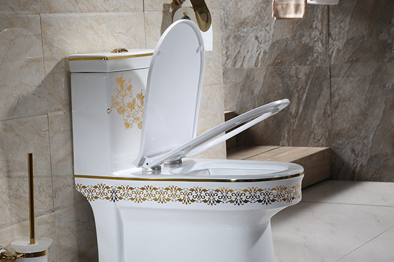 kopen Toilet uit één stuk met gouden patroontextuur 3 jaar garantie online vervaardiging