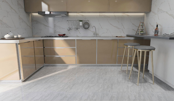 kopen Duurzame grijze 400x400mm Marmeren Look Matt Gelast Binnen Keramische Rustieke Tegel Voor Badkamer En Kantoor online vervaardiging