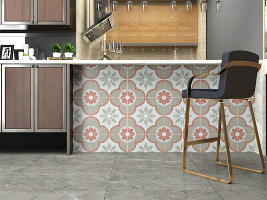 kopen Witte en Blauwe Retro Bloemen Keramische Rustieke Tegel 200x200mm online vervaardiging