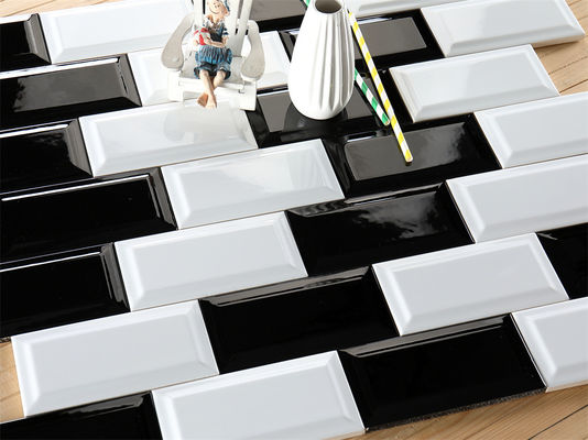 kopen Zwarte en witte klei muurtegels 75x152mm voor keuken online vervaardiging