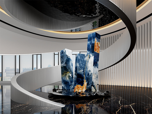 kopen Blauwe luxe 1420x2700mm gepolijste gesinterde stenen platen voor hotel en woonkamer online vervaardiging
