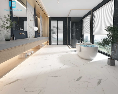 kopen Klik het Marmeren Vinyl de Bevloering van SPC Carrara Slip Met elkaar verbinden online vervaardiging