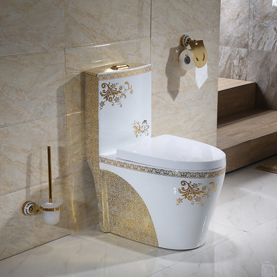 Modern gouden toilet met klassieke vorm uit één stuk 3L 6L Dual Flush