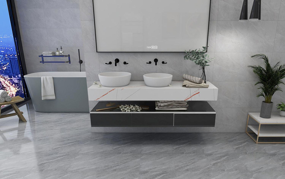 Marmerlook 400x400mm Kermische rustieke tegel Interieur Matt Gelast binnenvloer Grijze wandtegel Waterdicht