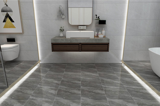 Eco-vriendelijke 400x400mm keramische rustieke tegels voor badkamer en mat geglazuurd grijs marmeren look vloertegel voor woonkamer