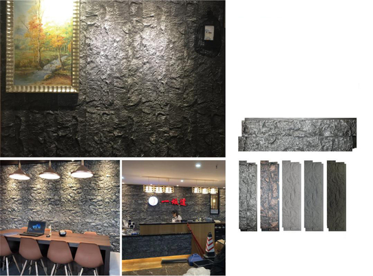 Gestript Grijs 1160x300x30mm Cultureel Steen Baksteen Polyurethane Kantoor Bar Decoratief Wandpaneel Firebrick Licht