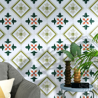 Groen en rood 20x20 cm vloertegels en gladde keramische rustieke tegels voor de eetkamer