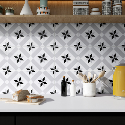 Grijz en zwart 200x200 mm Decoratieve binnenmuur Keramische rustieke tegels voor woonkamer en slaapkamer