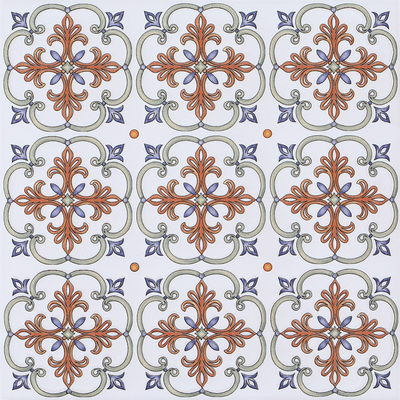 Encaustic Witte en Rode Muur Floret Keramische Rustieke Tegels 200x200mm Voor Keuken En Eetkamer