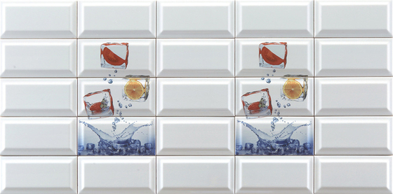 Tomato Lemon, ijsblokpatroon, moderne witte body 225x152mm binnenmuur metro tegels voor eetkamer en aquarium