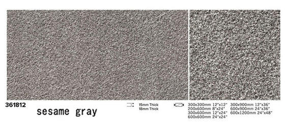 Niet-glijdend volledig lichaam Moderne tegels Grijz 600x1200x15mm Vlammenopgelopen oppervlak Buitenvloer Porselein Paving Tile Voor Gebouw
