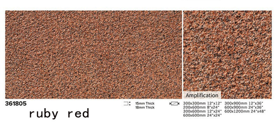 Waterdicht 1200x600x15cm Rood Geel Volledig Lichaam Porselein Floor Paving Tile For Park