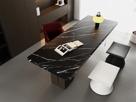 Matt 1420x2700mm Zwarte gesinterde stenen platen voor woonkamer en bureau