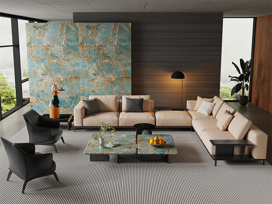 Groen 160x320 cm binnenmuur gepolijst gesinterd stenen plaat voor decoratie
