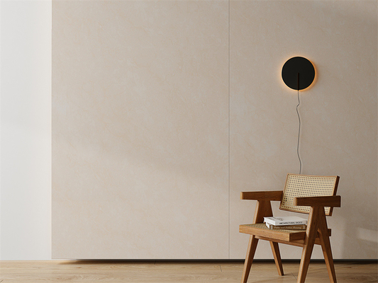 Beige 160x320cm gepolijste gesinterde stenen plaat voor woonkamer slijtvastheid