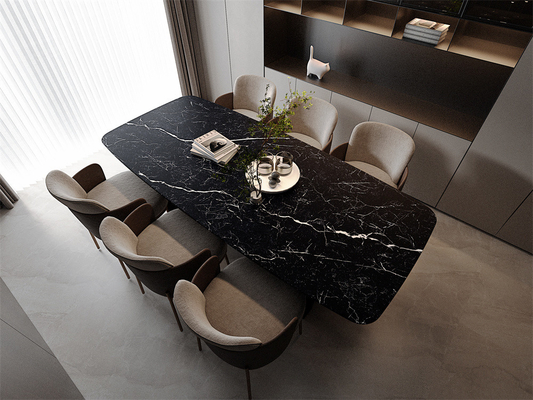 Zwarte mat gesinterde steenplaat 1600x3200mm voor eetkamer