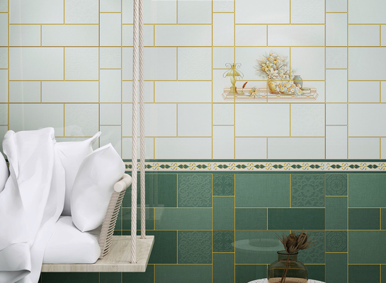 Vochtbestendige groene keramische wandtegels 300x600 mm binnentegels en duurzame tegels voor badkamer