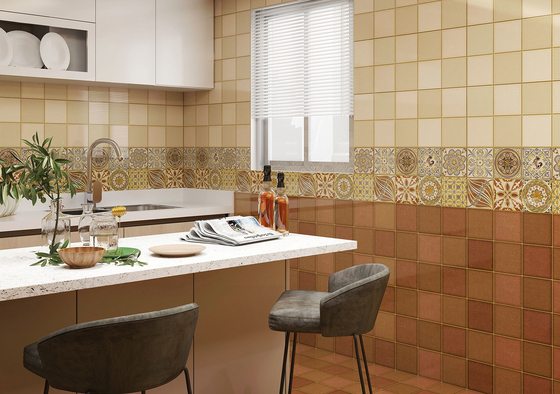 Bruin en geel 300x600 mm keramische tegels en binnenwandtegels voor woonkamer