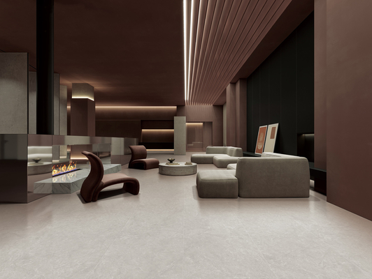 600x1200mm Grijze binnenvloer Moderne zachte glazen porseleinen tegels voor slaapkamer en hotel