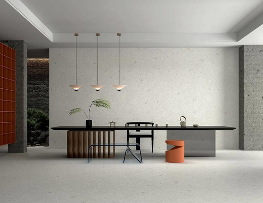 Inwendige vloer 1200x1200x9mm milieuvriendelijke tegels en lichtgrijze W.A 0,5% Terrazzo zachte geglazuurde porseleinen tegels voor huis en kantoor