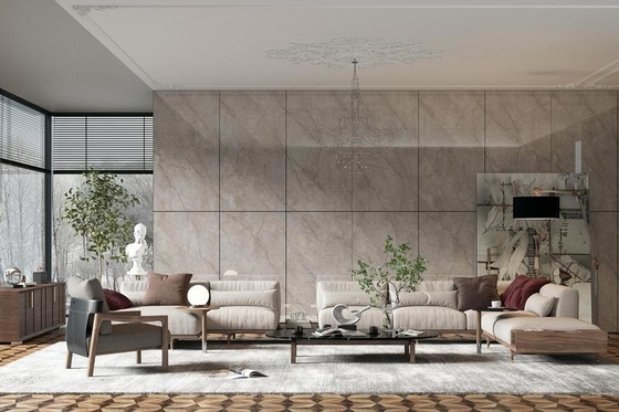 Lichte gele 900x1800x9mm Marmeren look gepolijste geglazuurde porseleinen tegels en binnenmuur en vloertegels voor gebouw en woonkamer