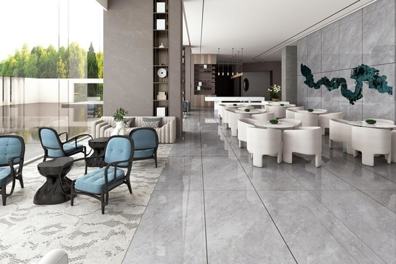 Grijzige niet-slip gepolijste porseleinen geglazuurde vloertegels en wandtegels voor woonkamer en eetkamer 900x1800x9mm Marmeren uitstraling