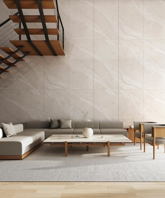 Lichte gele gepolijste porseleinen geglazuurde tegels binnenvloer 900x1800x9mm slijtvastheid voor herbouw