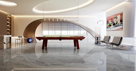 Moderne tegels binnen vloer geglazuurd gepolijst porseleinen tegel voor kantoor en 900x1800x9mm lichtgrijze marmeren look tegel voor appartement