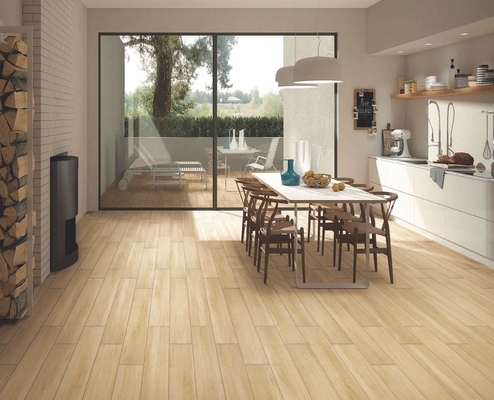 slijtagebestendige 150x900mm binnenvloer Houten porselein banden voor slaapkamer Bruin en grijs