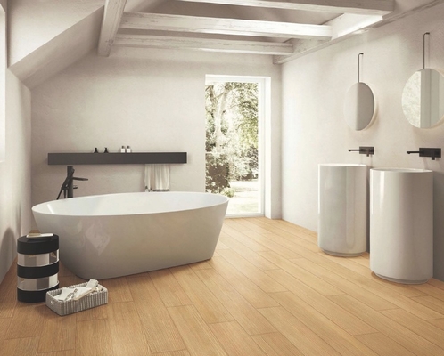 Waterdicht 150x900mm Beige en Gele Mat Houten Porseleinen Strepen Voor Huis