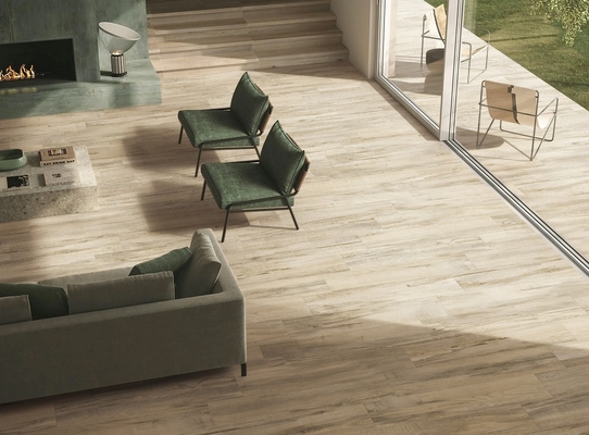 Duurzame houten porseleinen banden 200x1200mm Voor gebouw decoratie Bruine vloerband