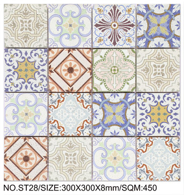 Decoratieve en bloemen Retro Vierkante 300x300mm Natuursteen Mosaïek Voor zwembad