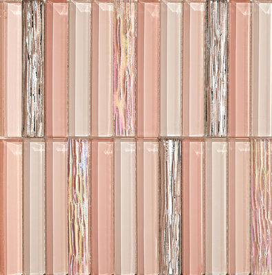 Niet-glijdend en duurzaam 300x300 mm lichtroze binnenmuur glasmozaïeken voor hotel en balkon