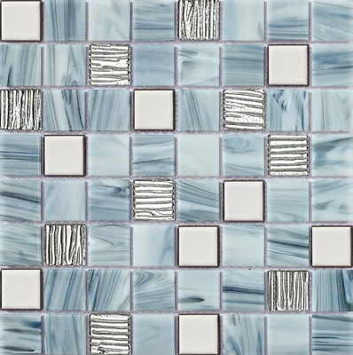 Blauwe Slijtvaste en Vlekbestendige 304x304mm Interieur Wand Glasmozaïeken Voor Zwembad
