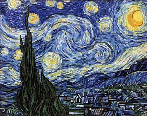 Blauwe prachtige kunstwandglasmozaïeken voor kantoor en badkamer