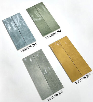 Waterdichte Blauwe 75x300mm Glanzende Binnen Keramische Wandtegels Voor Kantoor en Badkamer