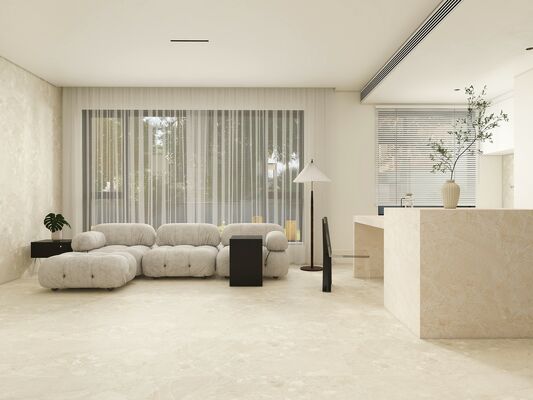 Schramvast en stijlvol Terrazzo 600x1200mm Beige porseleinen tegels Mat met vormoppervlakte vloertegels voor woonkamer en slaapkamer