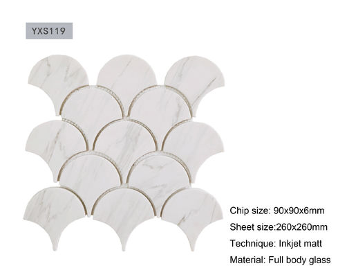16kgs/Sheet Decoratieve het Mozaïektegels Ventilator Gestalte gegeven Inkjet Matt Finished van Ce Carrara