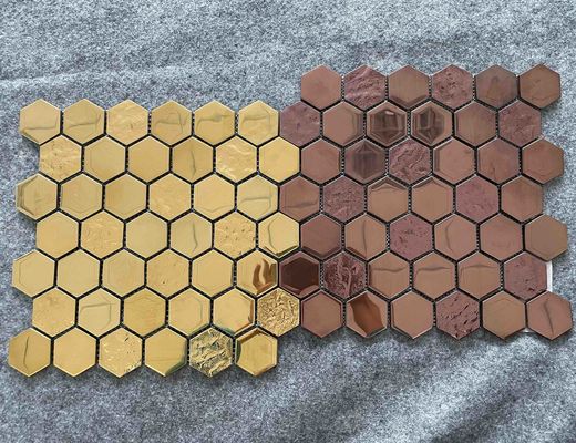 30x30cm Vierkante Verglaasde Tegels, ISO13006 8mm Hexagonaal de Tegels Bruin Goud van de Mozaïekmuur
