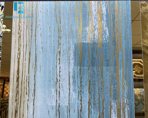 600x600mm Antislip Blauwe Gouden Lijn Porseleinen Vloertegels